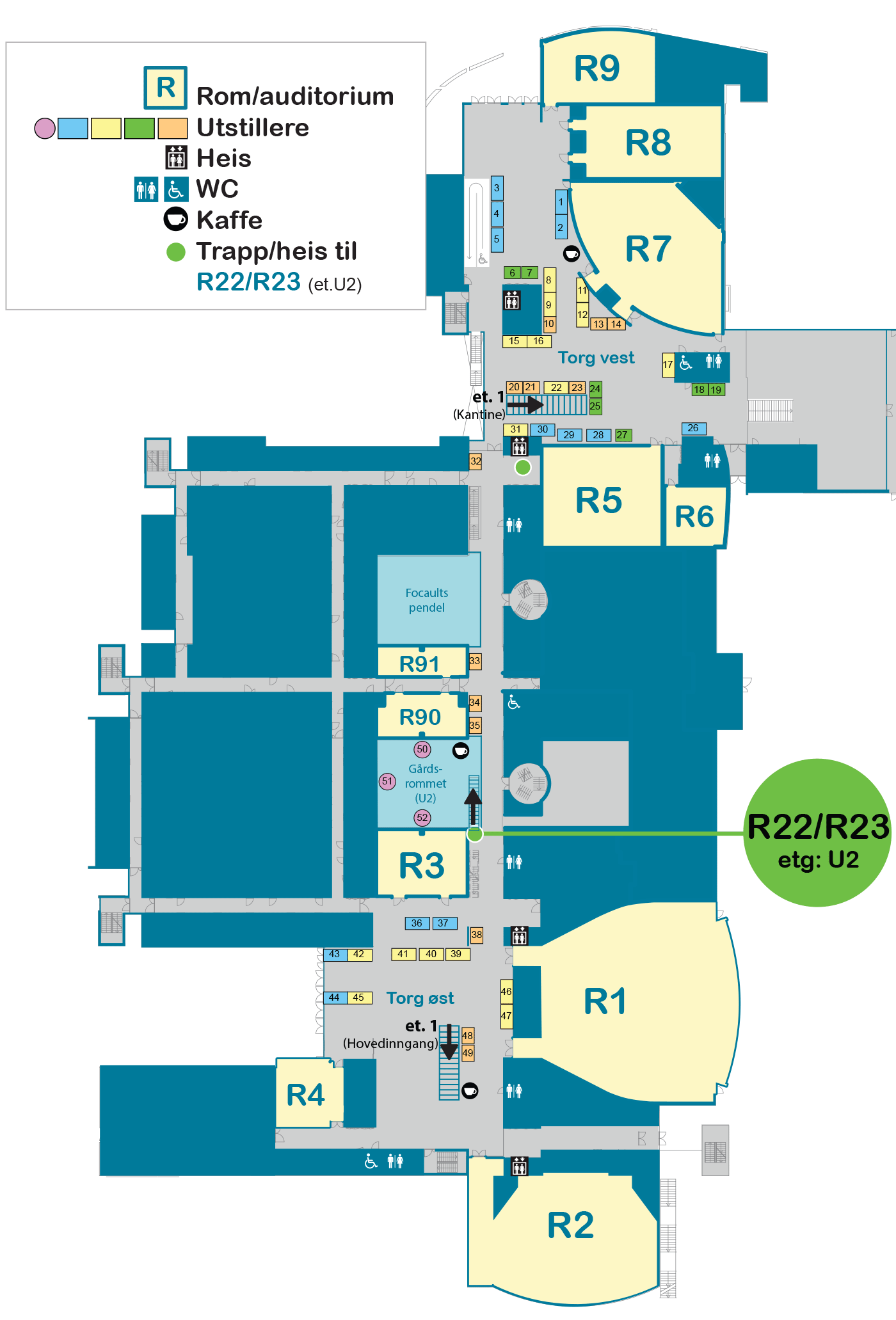 nkul-realfagbygget-u1-romplan Romplan som viser etasje U1 i Realfagbygget