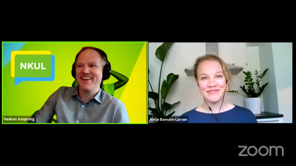 screenshot Antje Skjermdump fra NKUL-webinar med Antje Bomann-Larsen